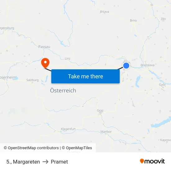 5., Margareten to Pramet map