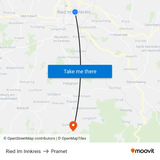 Ried Im Innkreis to Pramet map