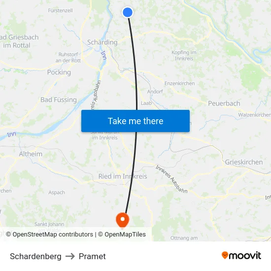 Schardenberg to Pramet map
