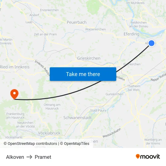 Alkoven to Pramet map