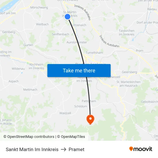 Sankt Martin Im Innkreis to Pramet map