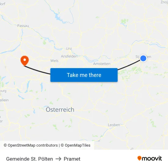 Gemeinde St. Pölten to Pramet map