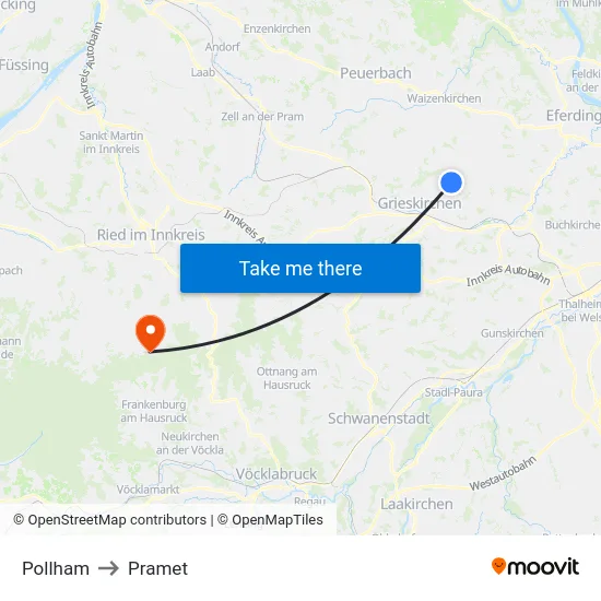 Pollham to Pramet map