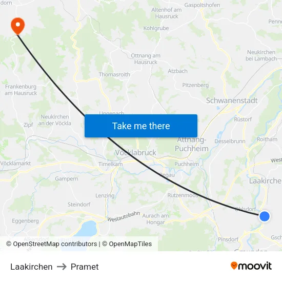 Laakirchen to Pramet map