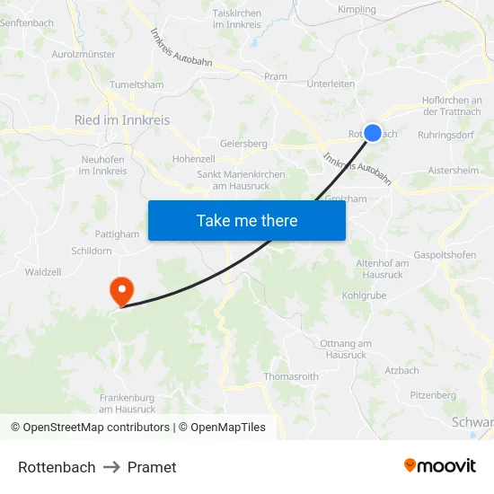 Rottenbach to Pramet map