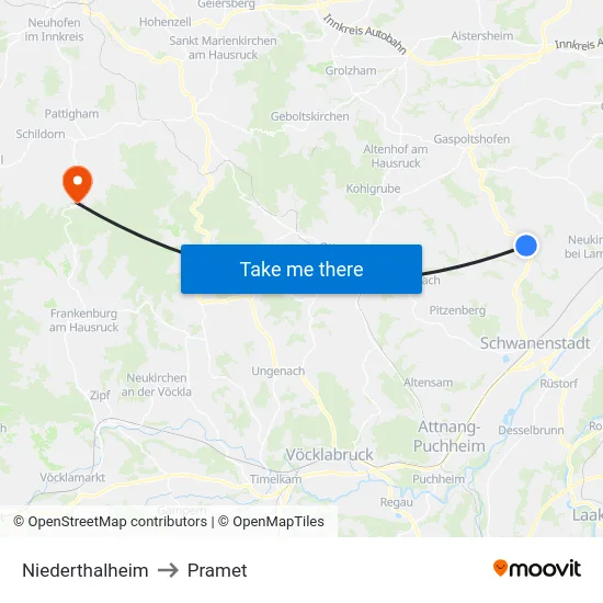 Niederthalheim to Pramet map