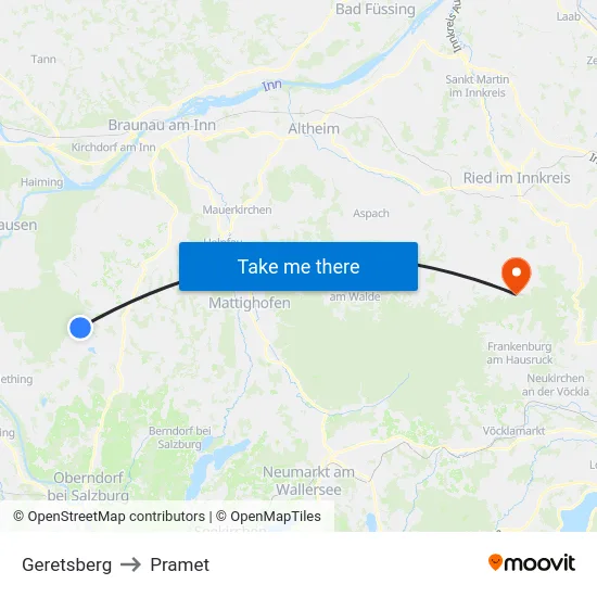 Geretsberg to Pramet map