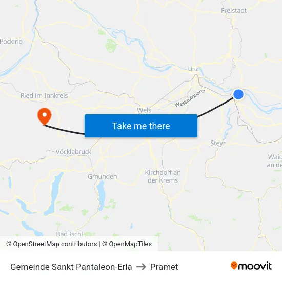 Gemeinde Sankt Pantaleon-Erla to Pramet map