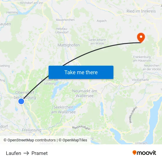 Laufen to Pramet map