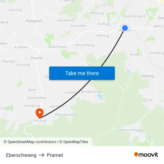Eberschwang to Pramet map