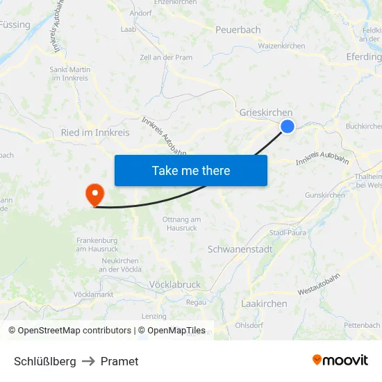 Schlüßlberg to Pramet map