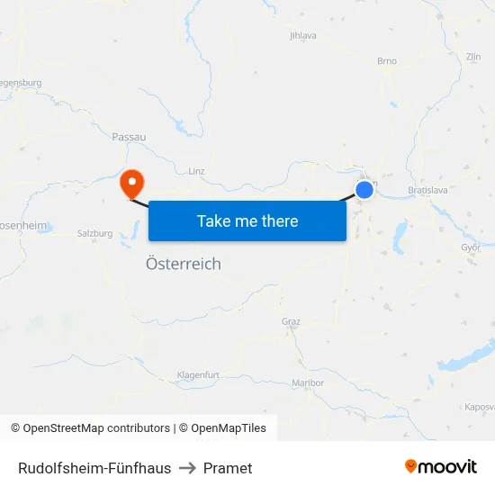 Rudolfsheim-Fünfhaus to Pramet map