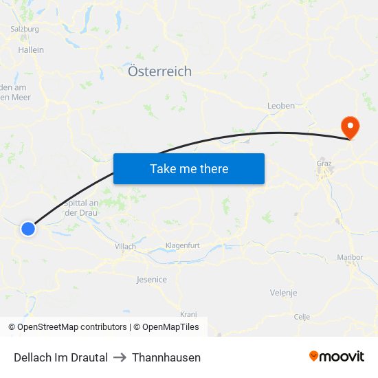 Dellach Im Drautal to Thannhausen map