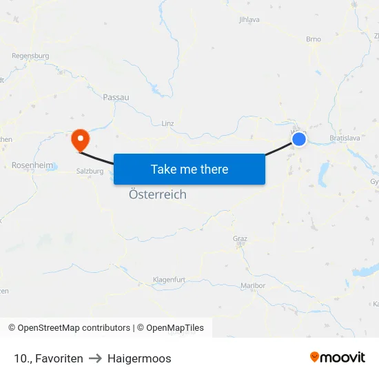 10., Favoriten to Haigermoos map