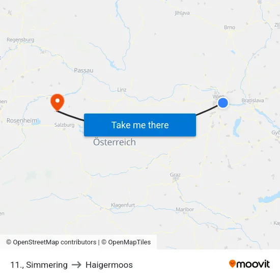 11., Simmering to Haigermoos map