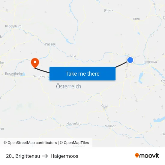 20., Brigittenau to Haigermoos map