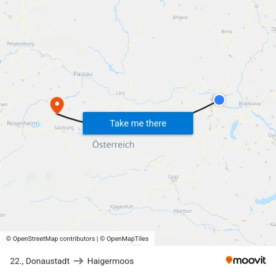 22., Donaustadt to Haigermoos map