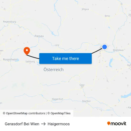 Gerasdorf Bei Wien to Haigermoos map