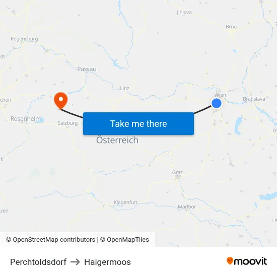 Perchtoldsdorf to Haigermoos map