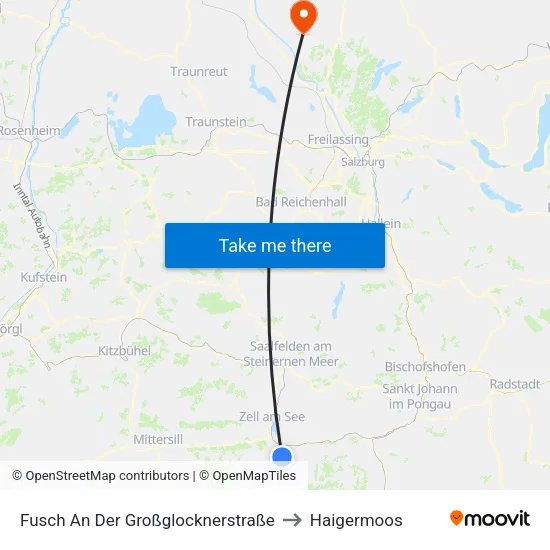 Fusch An Der Großglocknerstraße to Haigermoos map