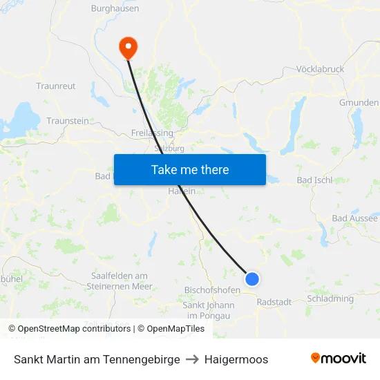 Sankt Martin am Tennengebirge to Haigermoos map