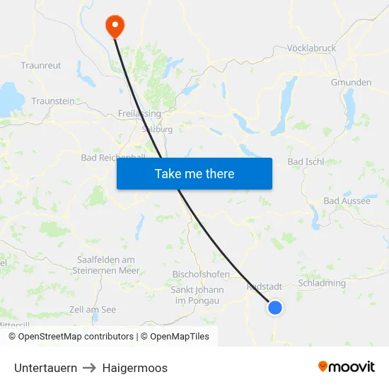 Untertauern to Haigermoos map