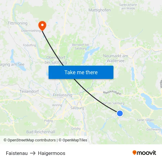 Faistenau to Haigermoos map