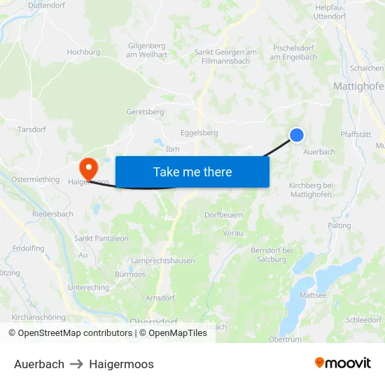Auerbach to Haigermoos map