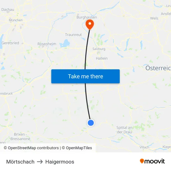 Mörtschach to Haigermoos map