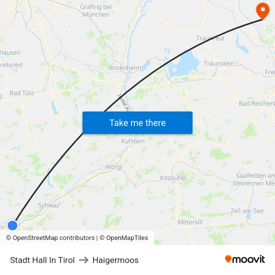 Stadt Hall In Tirol to Haigermoos map