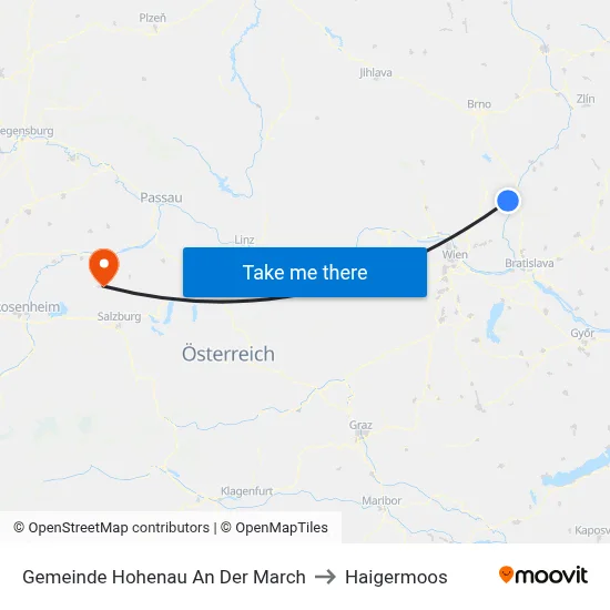 Gemeinde Hohenau An Der March to Haigermoos map