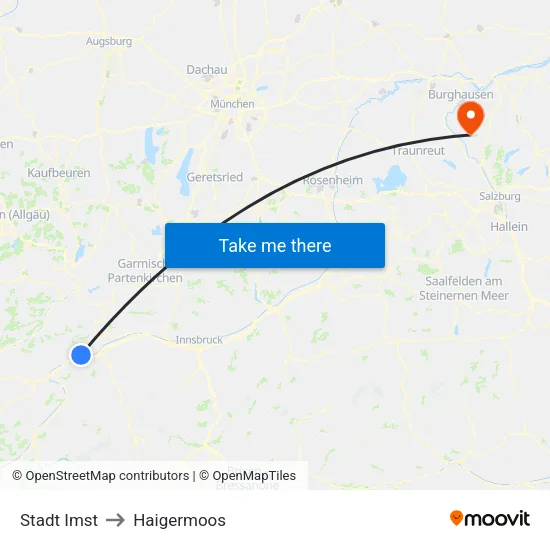 Stadt Imst to Haigermoos map