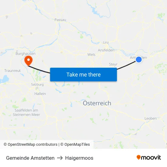 Gemeinde Amstetten to Haigermoos map