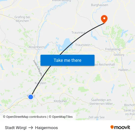 Stadt Wörgl to Haigermoos map