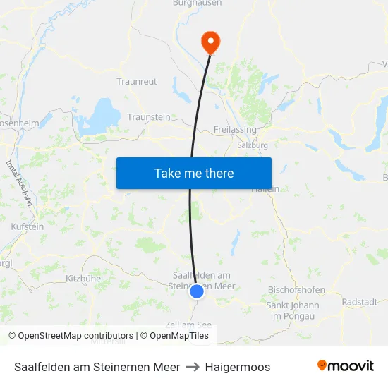Saalfelden am Steinernen Meer to Haigermoos map