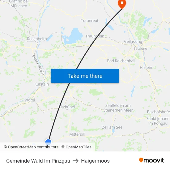 Gemeinde Wald Im Pinzgau to Haigermoos map