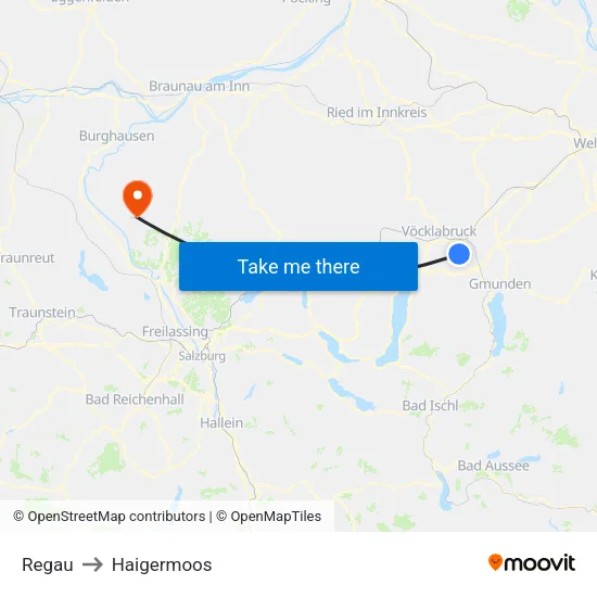 Regau to Haigermoos map