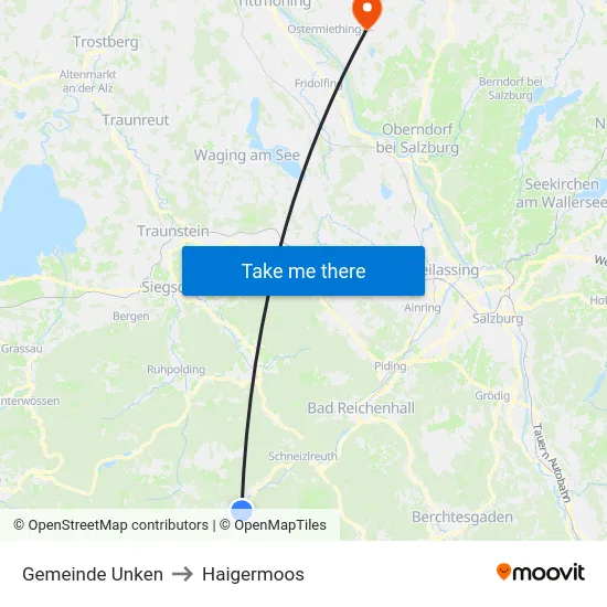 Gemeinde Unken to Haigermoos map