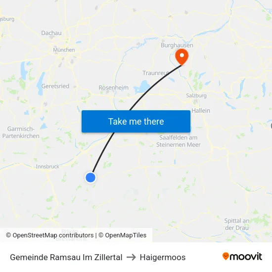 Gemeinde Ramsau Im Zillertal to Haigermoos map