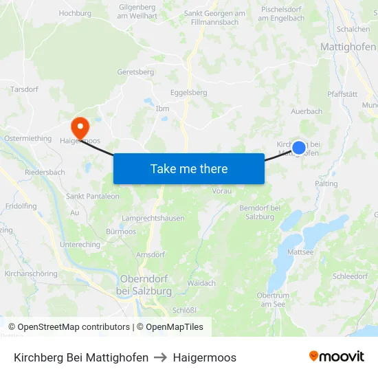 Kirchberg Bei Mattighofen to Haigermoos map