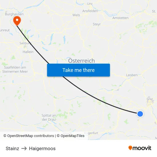Stainz to Haigermoos map
