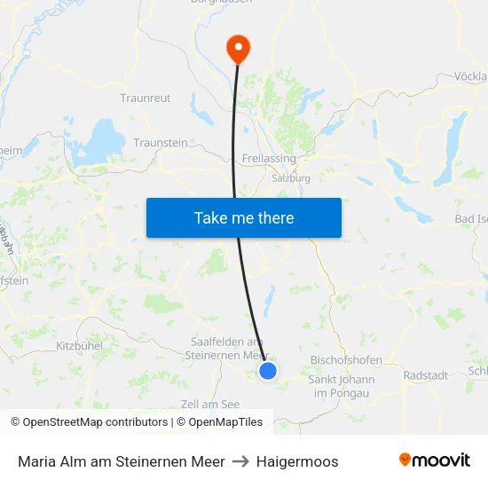 Maria Alm am Steinernen Meer to Haigermoos map