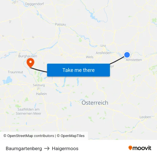 Baumgartenberg to Haigermoos map