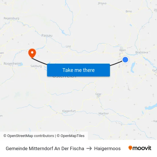 Gemeinde Mitterndorf An Der Fischa to Haigermoos map