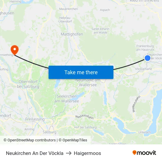 Neukirchen An Der Vöckla to Haigermoos map