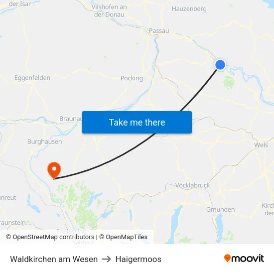 Waldkirchen am Wesen to Haigermoos map