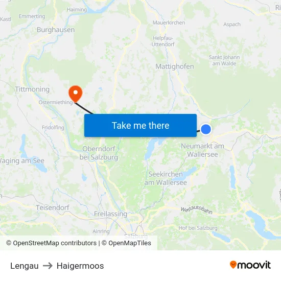Lengau to Haigermoos map