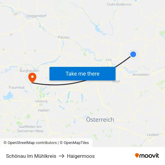 Schönau Im Mühlkreis to Haigermoos map