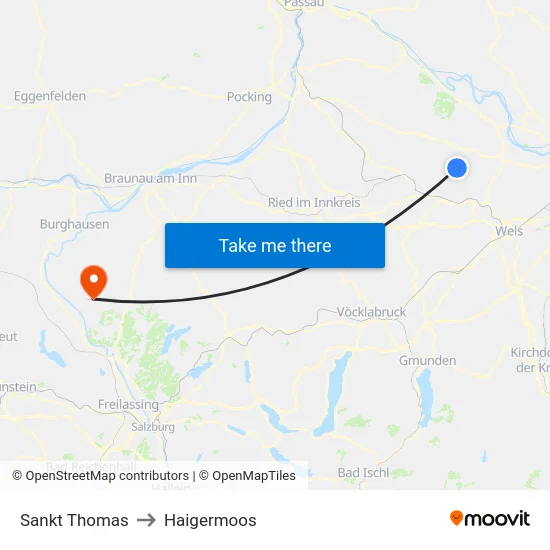 Sankt Thomas to Haigermoos map