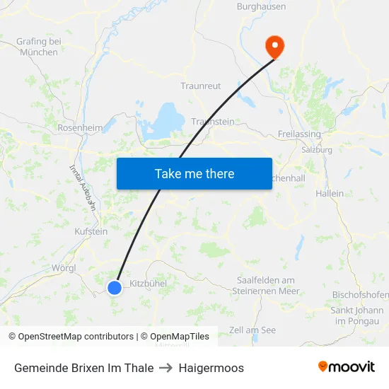 Gemeinde Brixen Im Thale to Haigermoos map